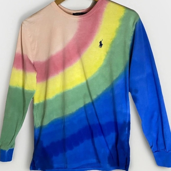 Polo Ralph Lauren Women’s Tie-Dye Long-Sleeve Top Pastel Rainbow Pride Size XS - Picture 1 of 7